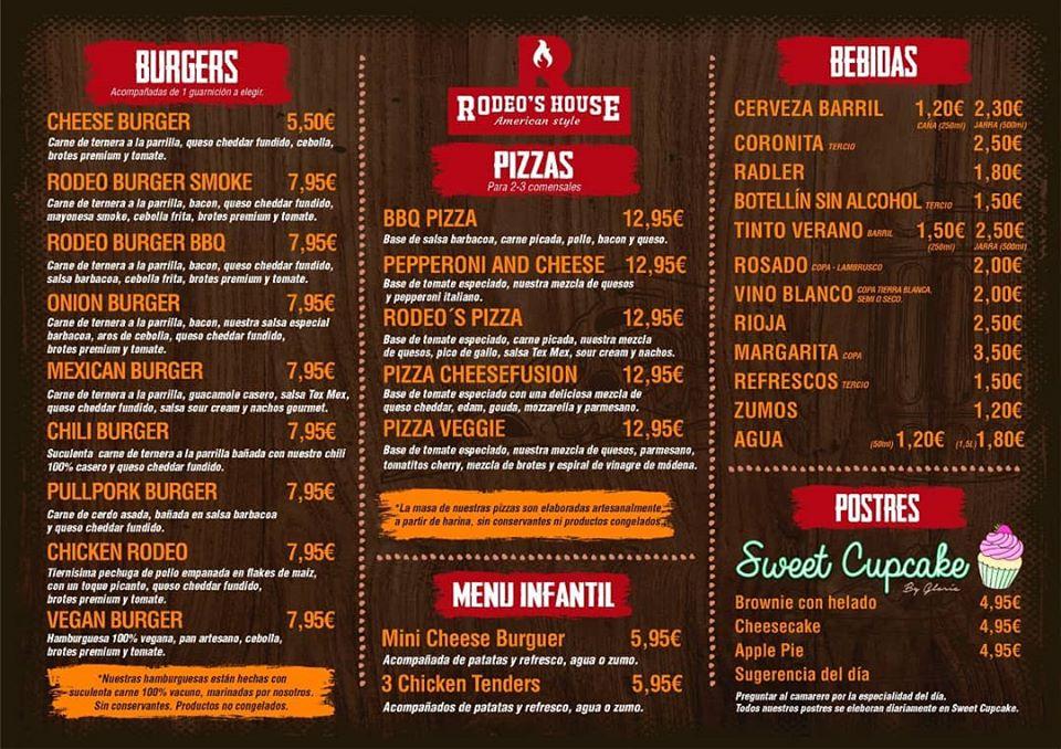 Carta de Restaurante Rodeo's House, Chipiona