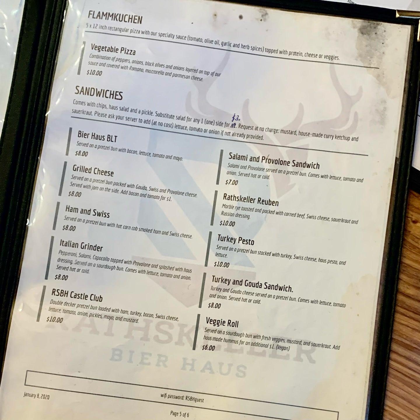 Carta de Rathskeller Bier Haus & Restaurant, Omaha