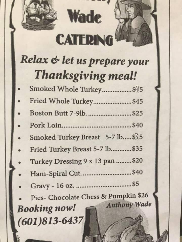 Menu at Allison's restaurant, Belzoni