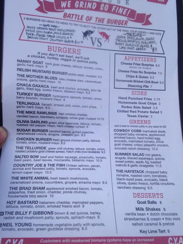 Menu at Rodeo Goat pub & bar, Dallas, Market Center Blvd