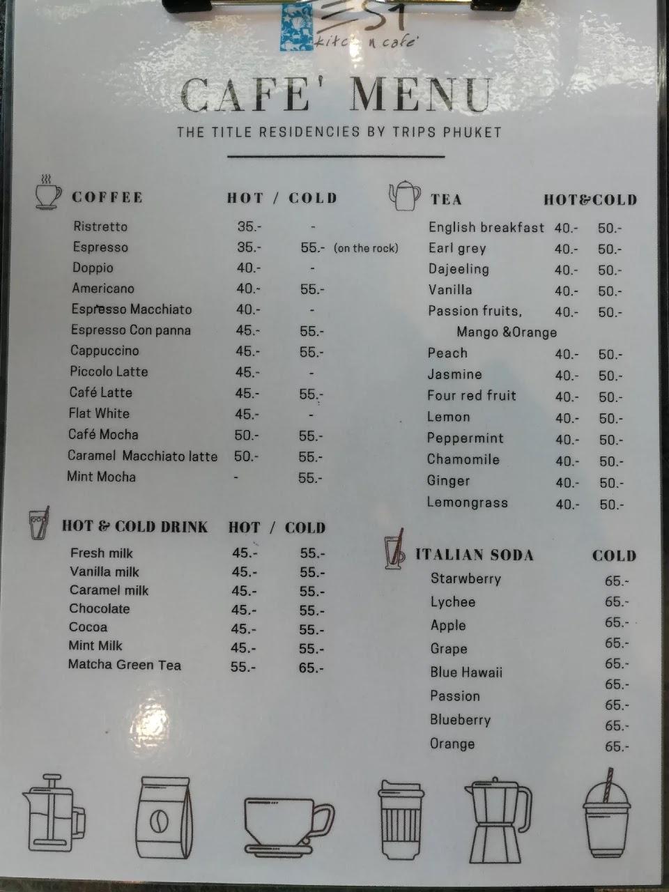 Menu at Test Kitchen Cafe, Choeng Thale