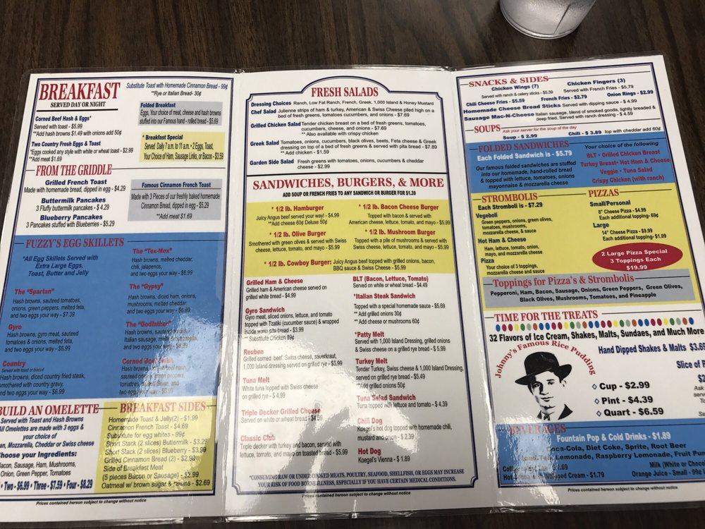 Menu at Fuzzy's Restaurant, Saginaw