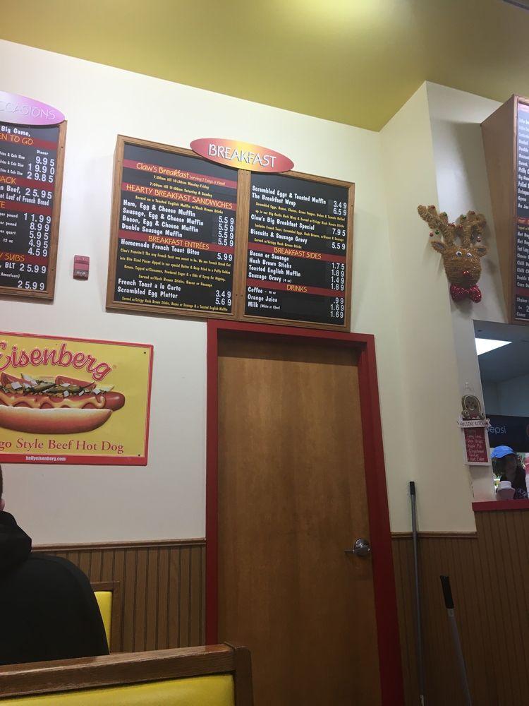 Menu at Claw's Hot Dogs & Beef restaurant, Lake Geneva