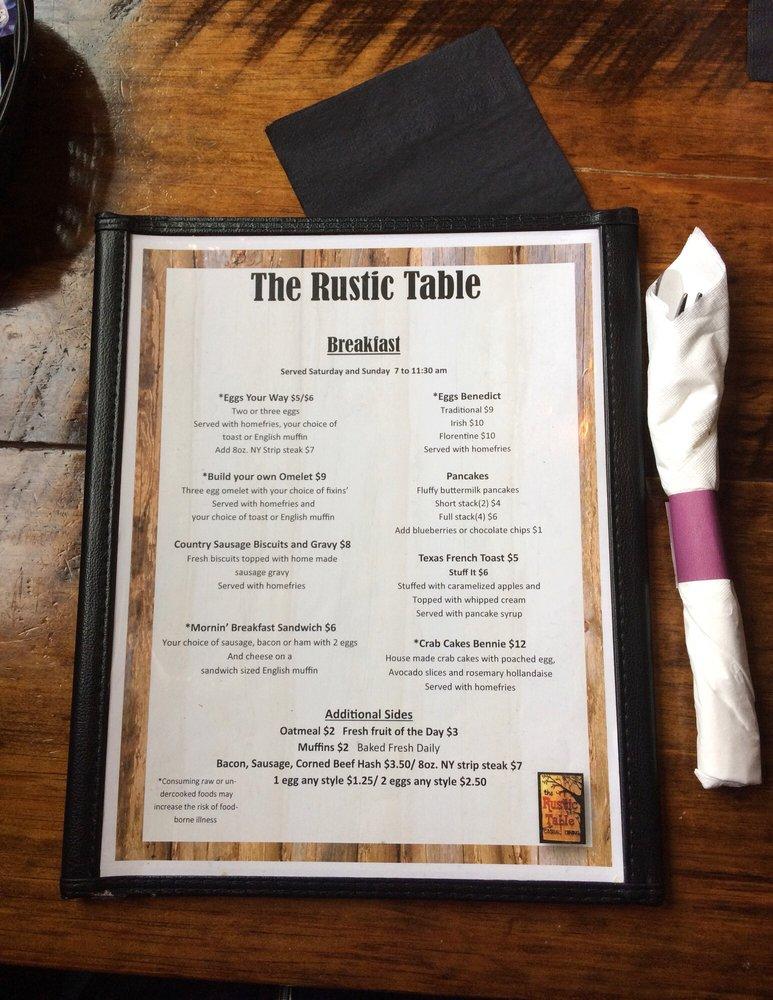 Menu at The Rustic Table restaurant, Winchester