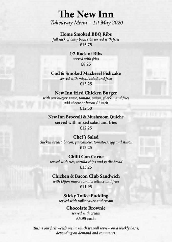 Menu at The New Inn Ham Common pub & bar, Richmond