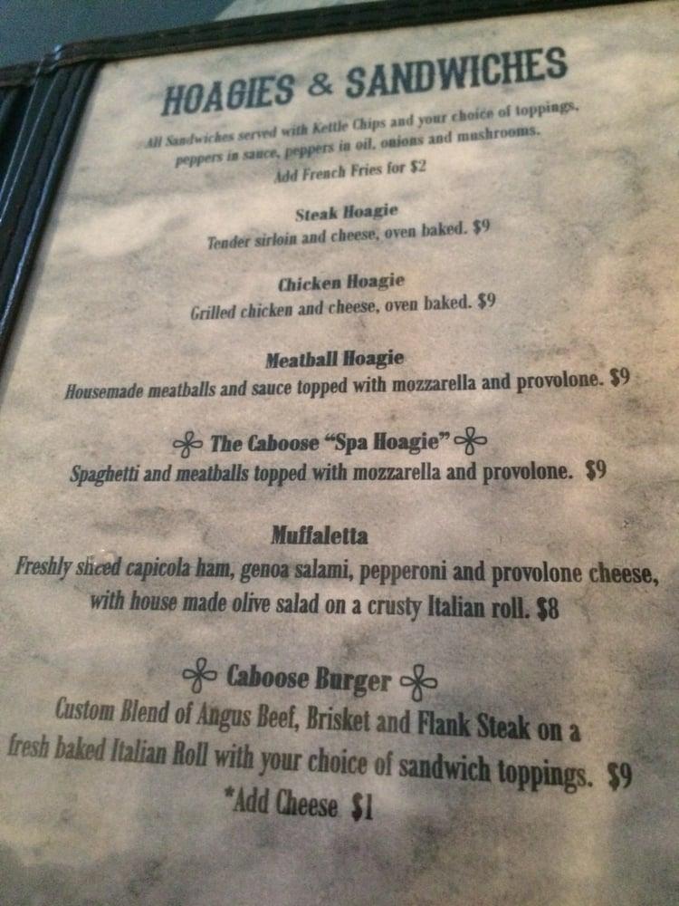 Menu at The Caboose restaurant, Clarksburg
