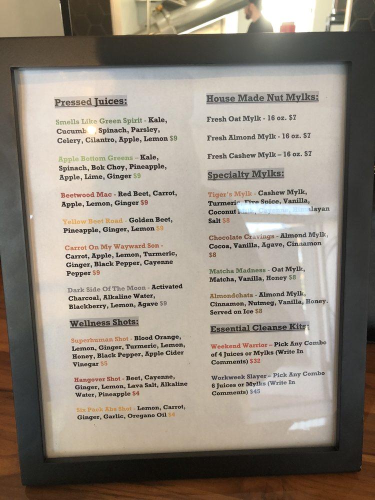 Menu at Roots Craft Juice pub & bar, Oceanside