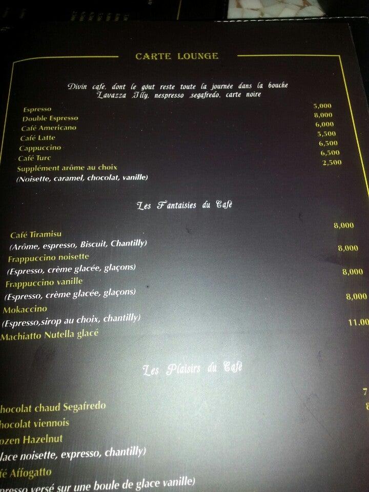 Menu at The Ritz, La Goulette