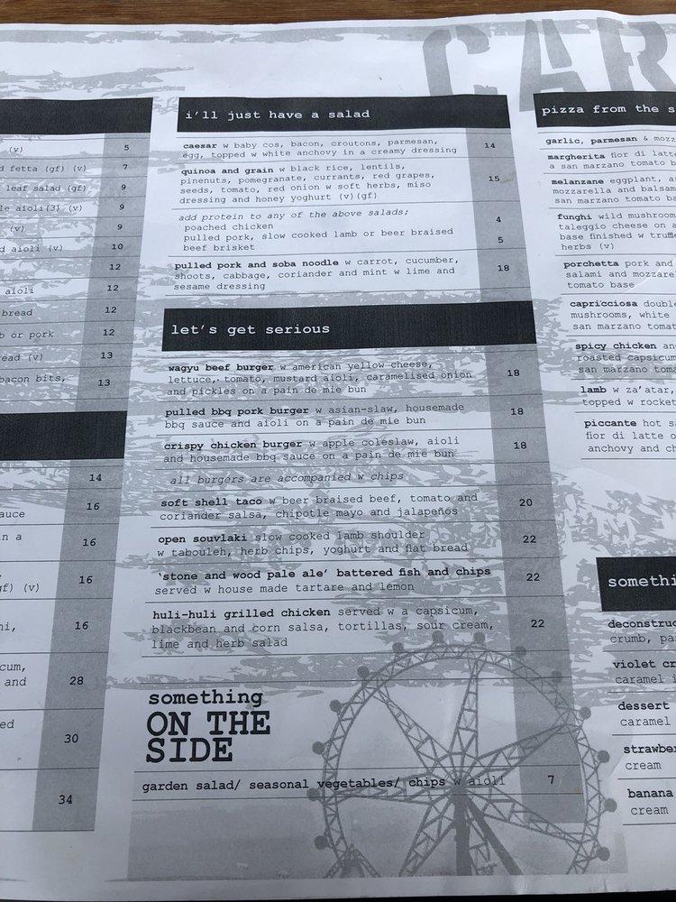 Menu at Cargo Bar & Eatery, Docklands, 55A Newquay Promenade