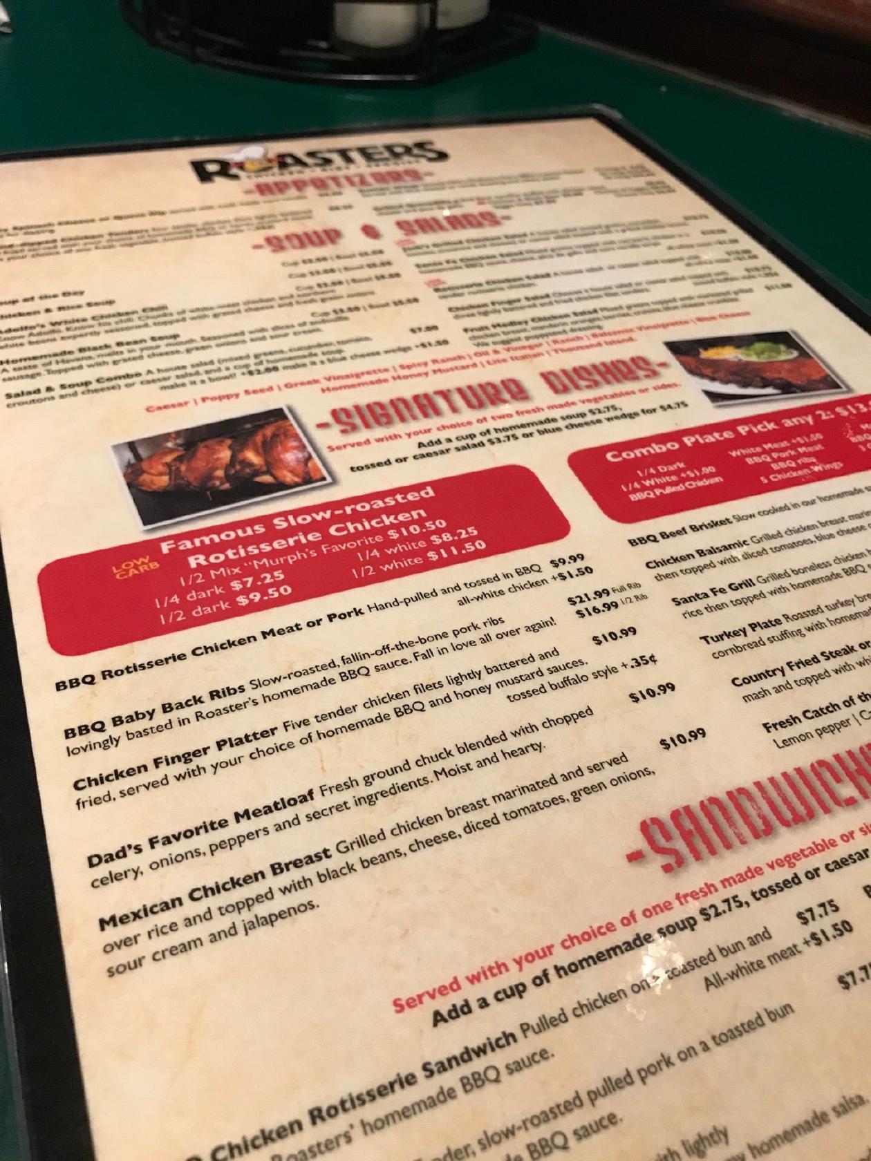 Menu at Roasters BBQ, Sandy Springs, Roswell Rd