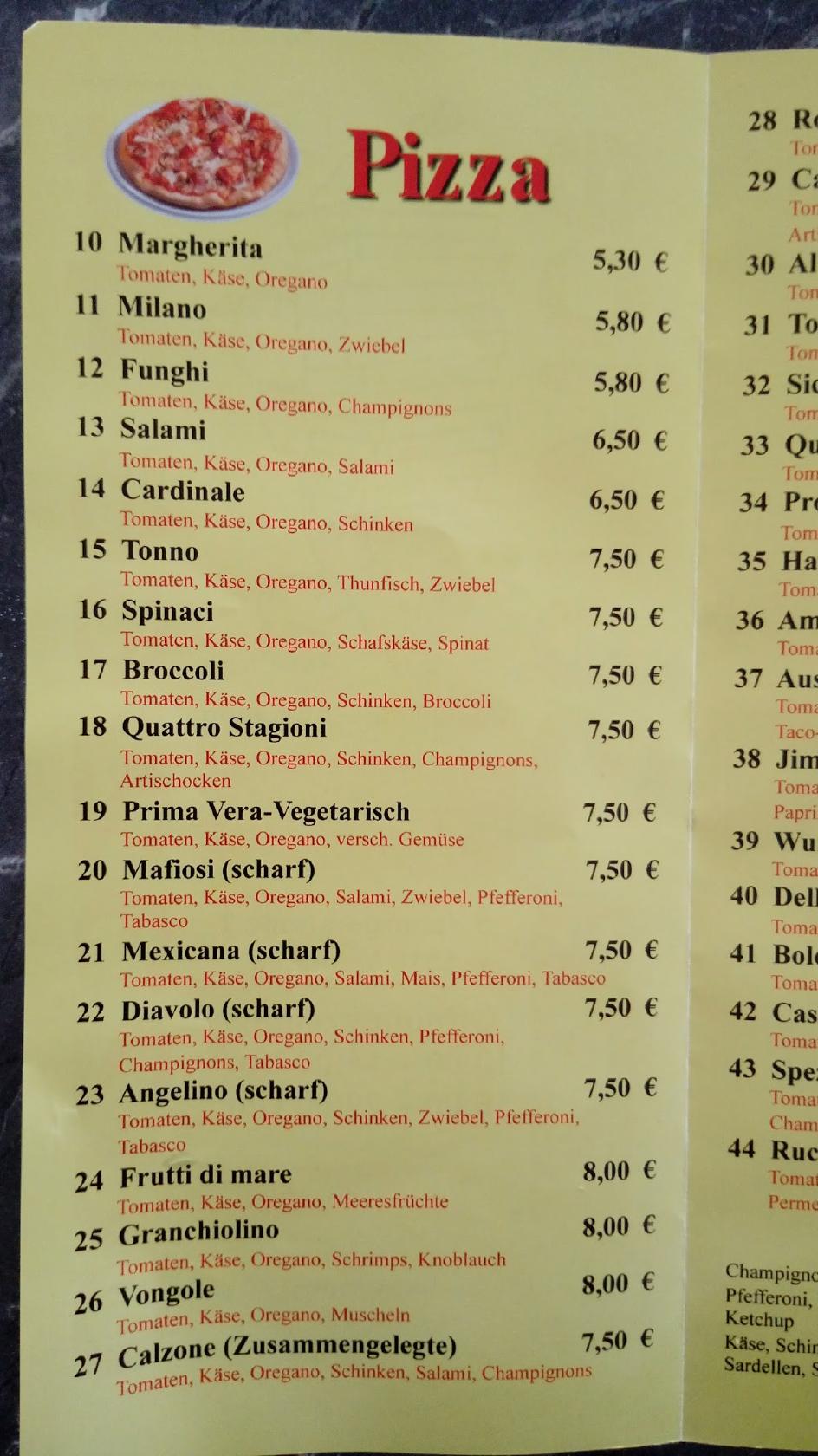 Speisekarte von Gazis Pizza / Pizza Service, Mondsee