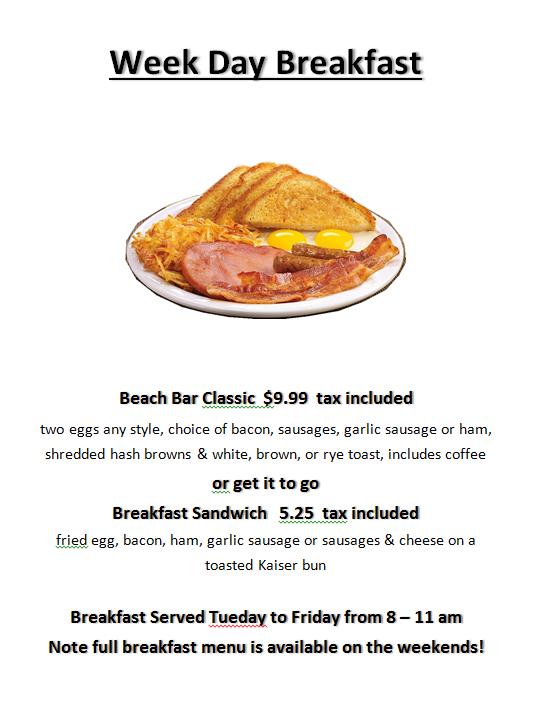 Menu at Sandbar Motor Inn, Grand Marais