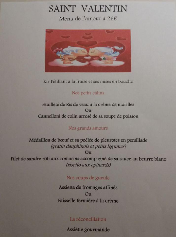 Menu au Restaurant des Sources, BourbonLancy