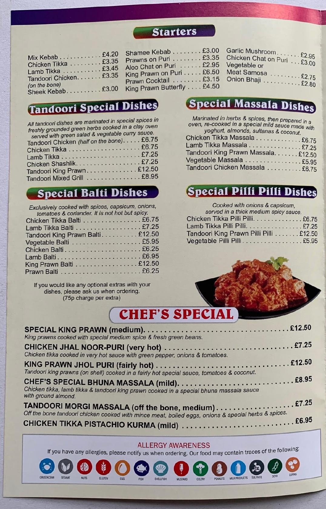 Menu at The Raj Takeaway Madeley fast food, England