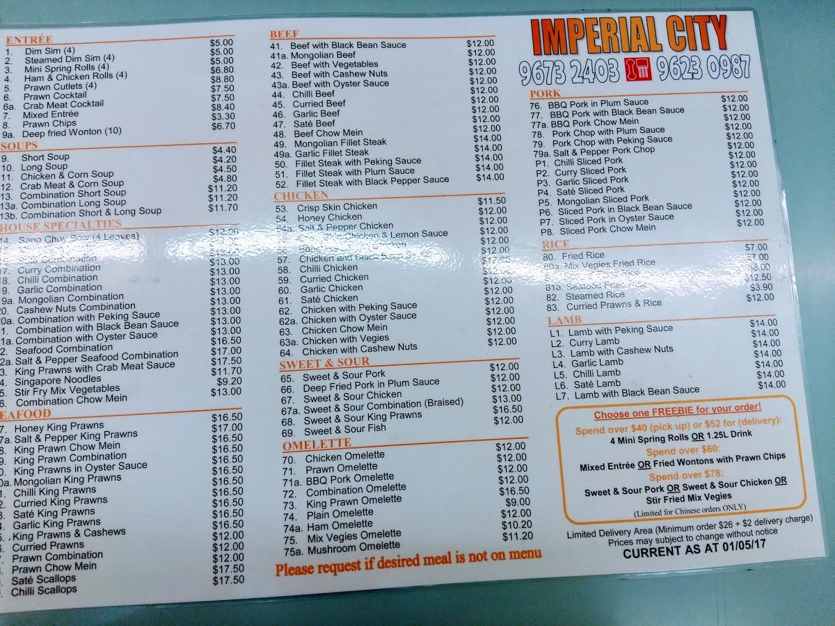 Menu at Chicago Ribs and Zheng Gongfu fast food, Saint Marys