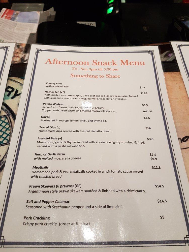 Menu at Elgin Inn Hotel restaurant, Hawthorn