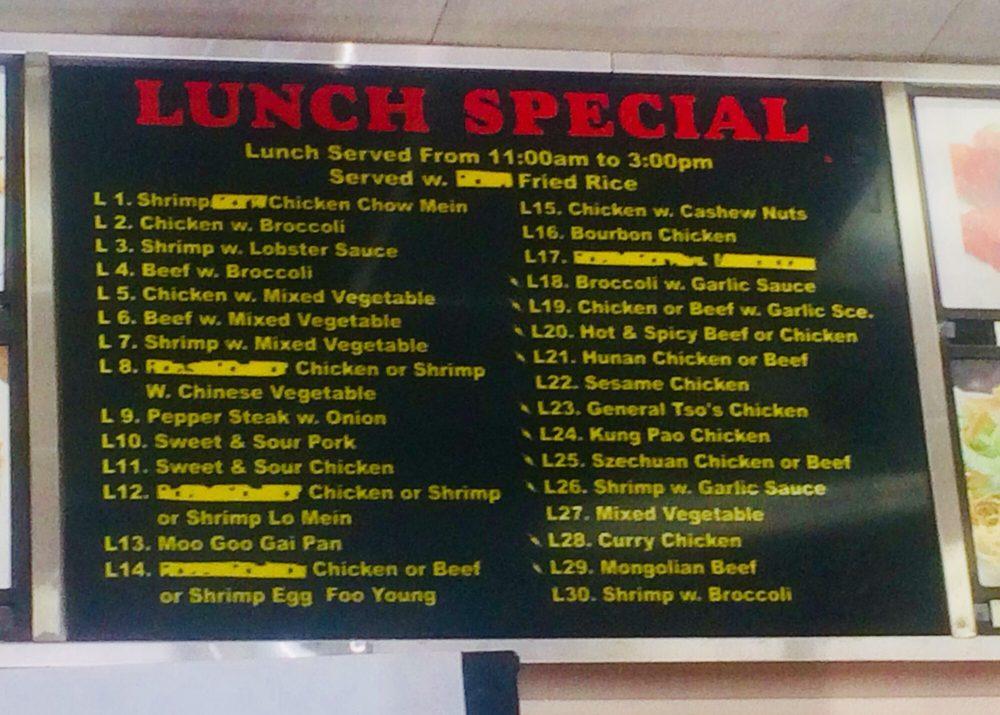 Menu at Rice & Noodles Chinese Restaurant, Goldsboro