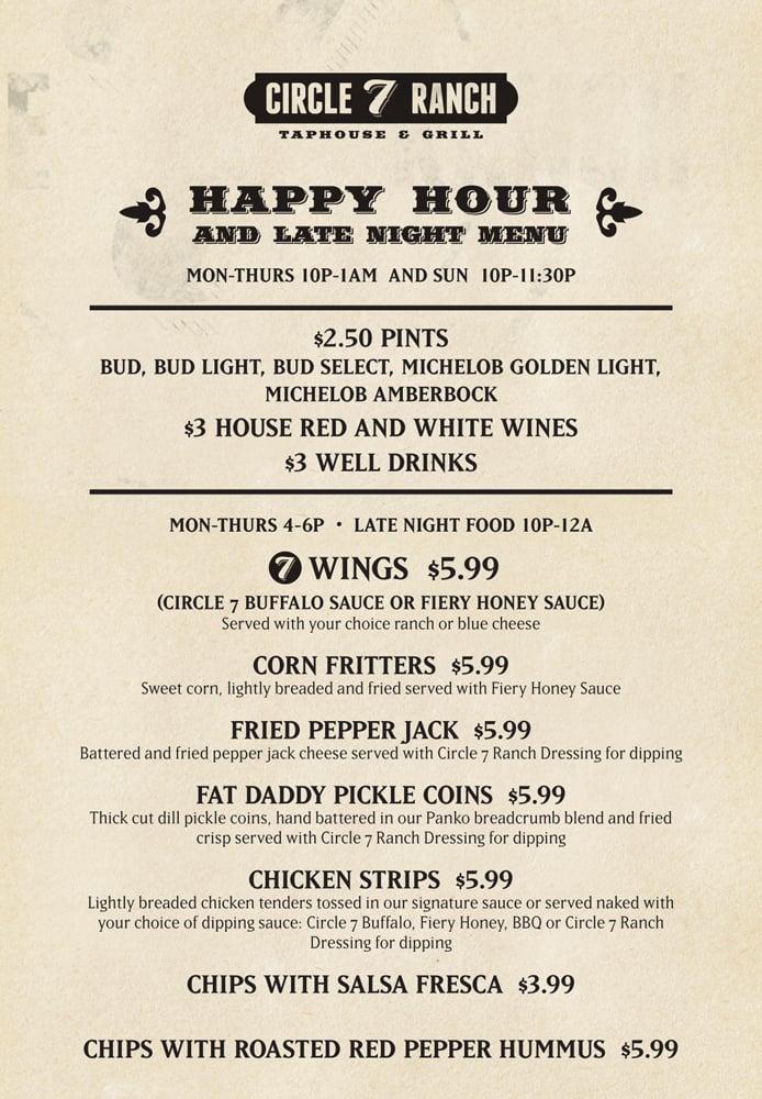 Menu at Circle 7 Ranch restaurant, Ballwin