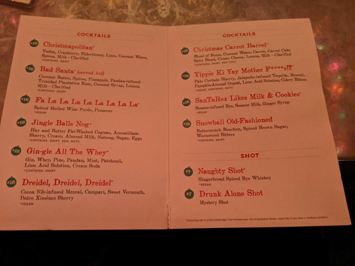Menu at Mace pub & bar, New York City, 505 E 12th St