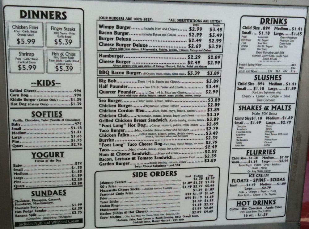 Menu at RoeAnn DriveIn fast food, Emmett