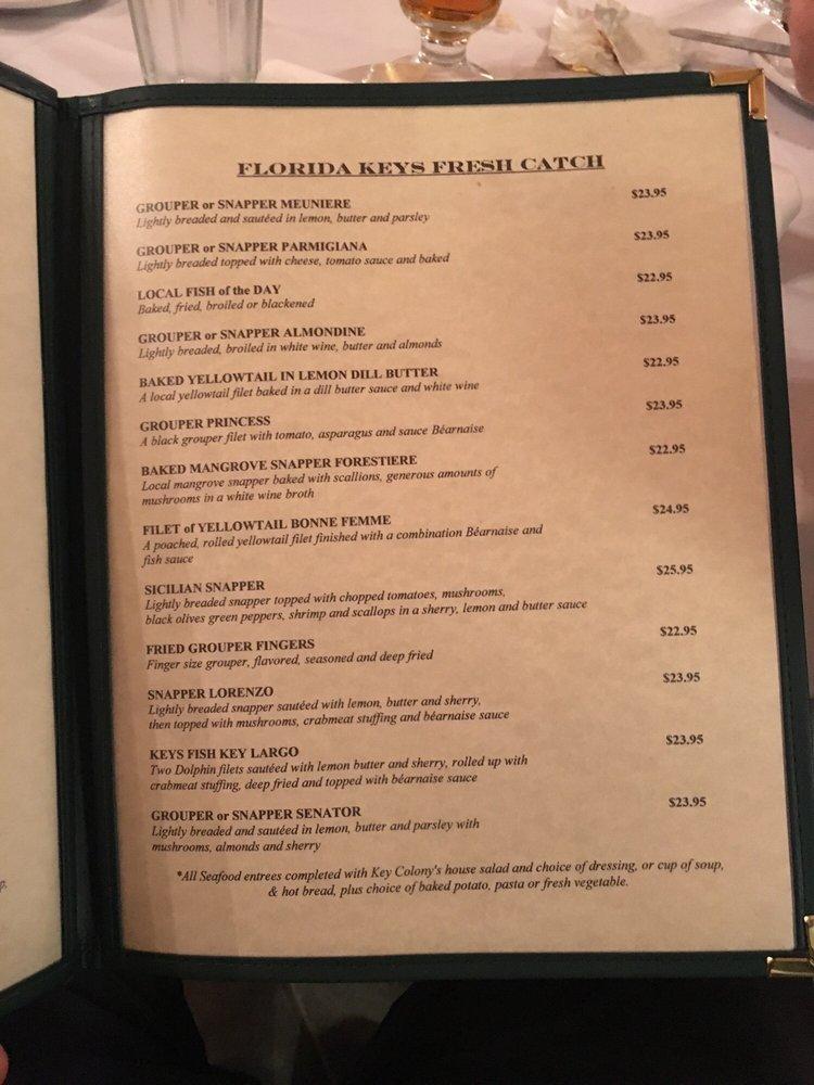 Menu at Key Colony Inn Restaurant & Lounge, Key Colony Beach