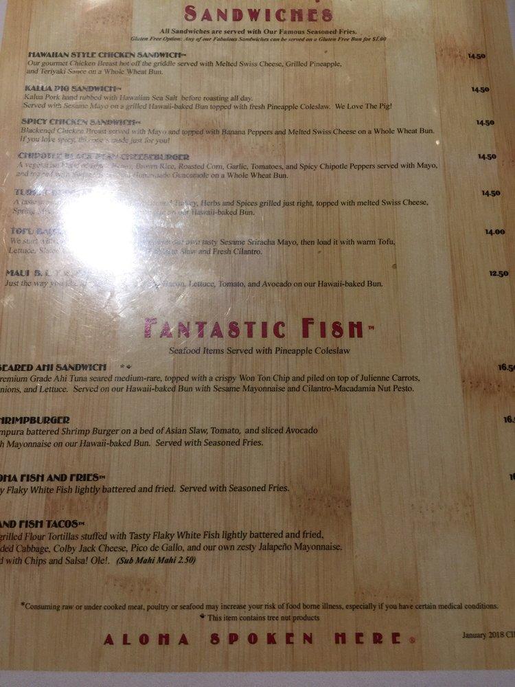 Menu at Cheeseburger In Paradise restaurant, Honolulu