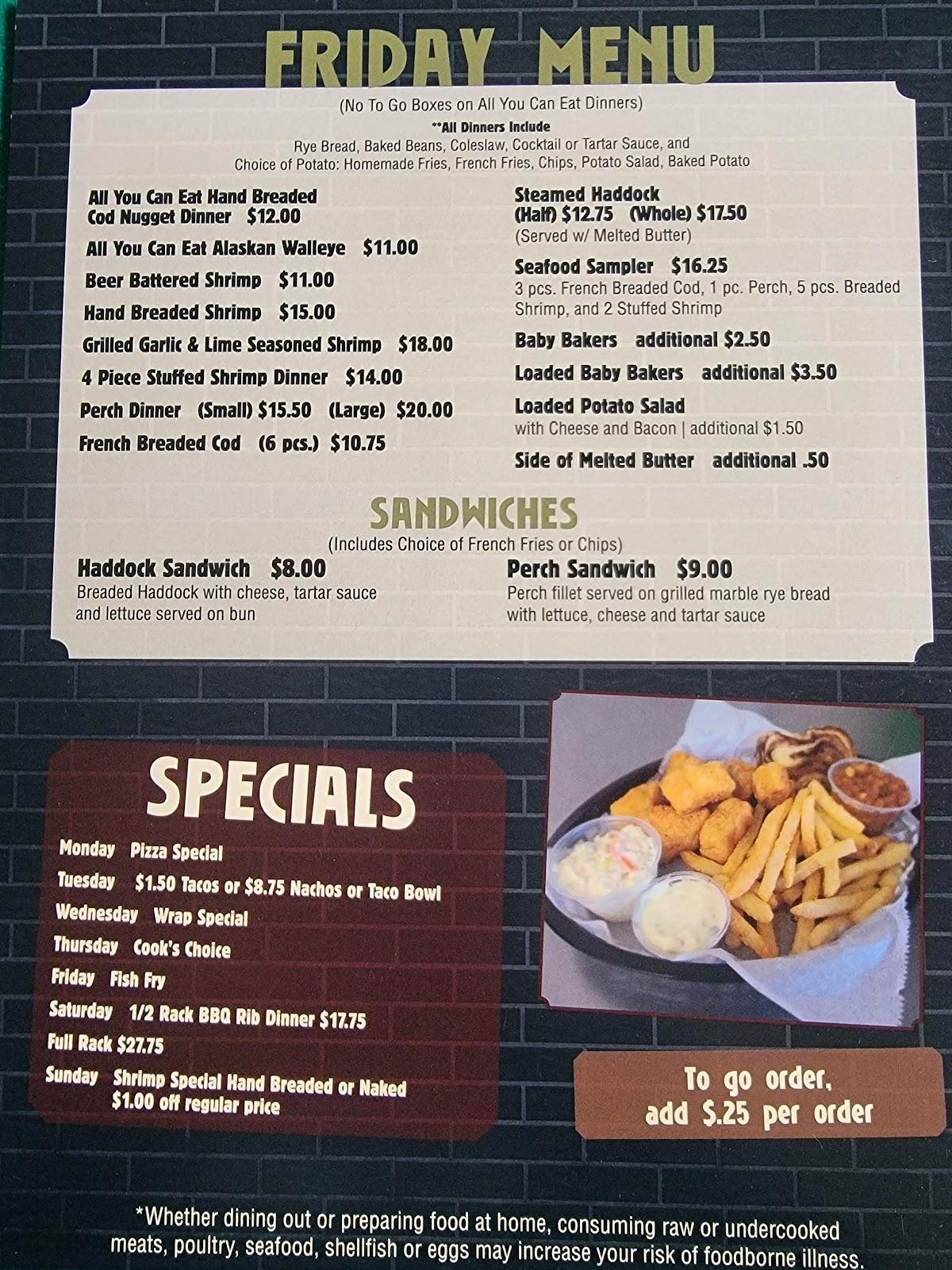 Menu at Cheers Too pub & bar, Coleman