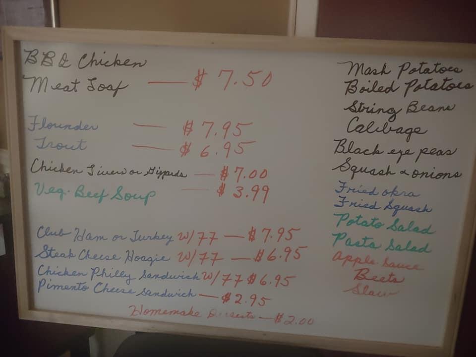 Menu at Parkside Cafe, Pine Level, U.S. Hwy 70A E