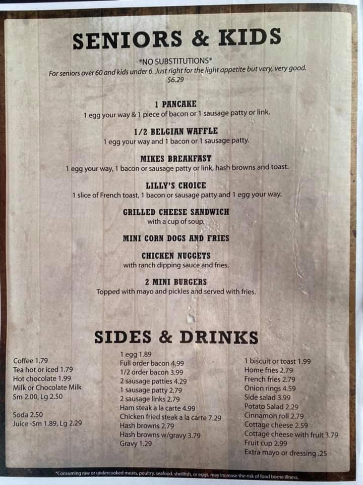 Menu at Country Boy Cafe, Athol