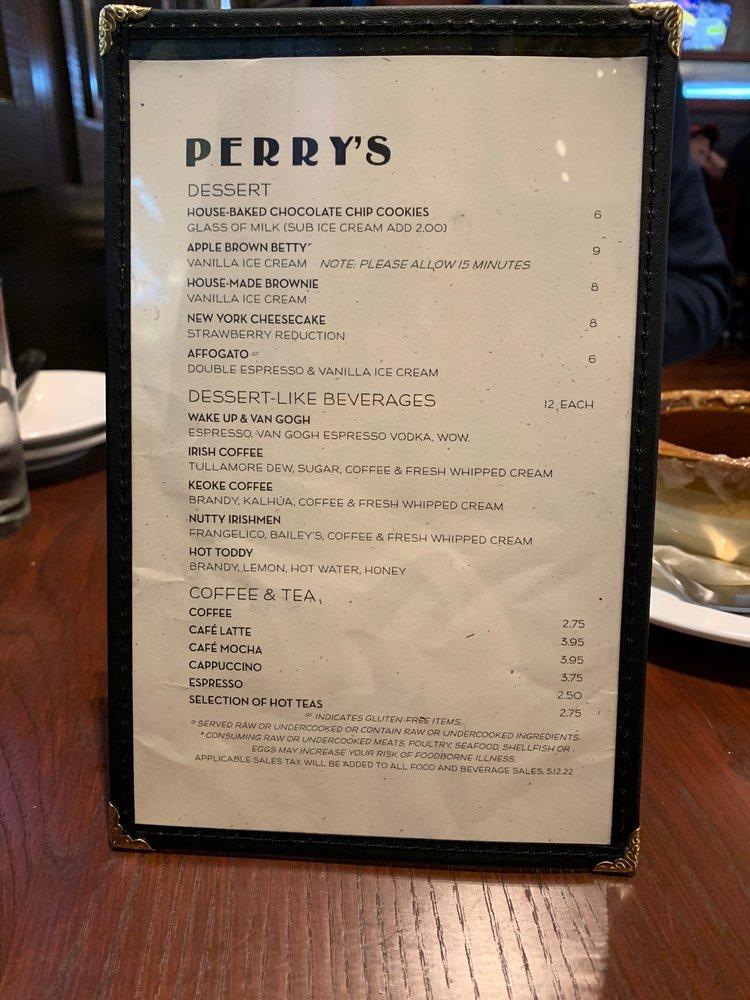 Menu at Perry's Novato restaurant, Novato