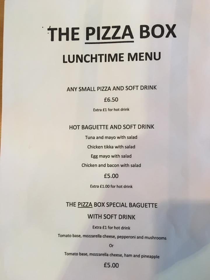 Menu at The Pizza Box restaurant, Broadstone