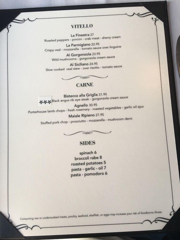 Menu at La Finestra Ristorante restaurant, Sea Isle City