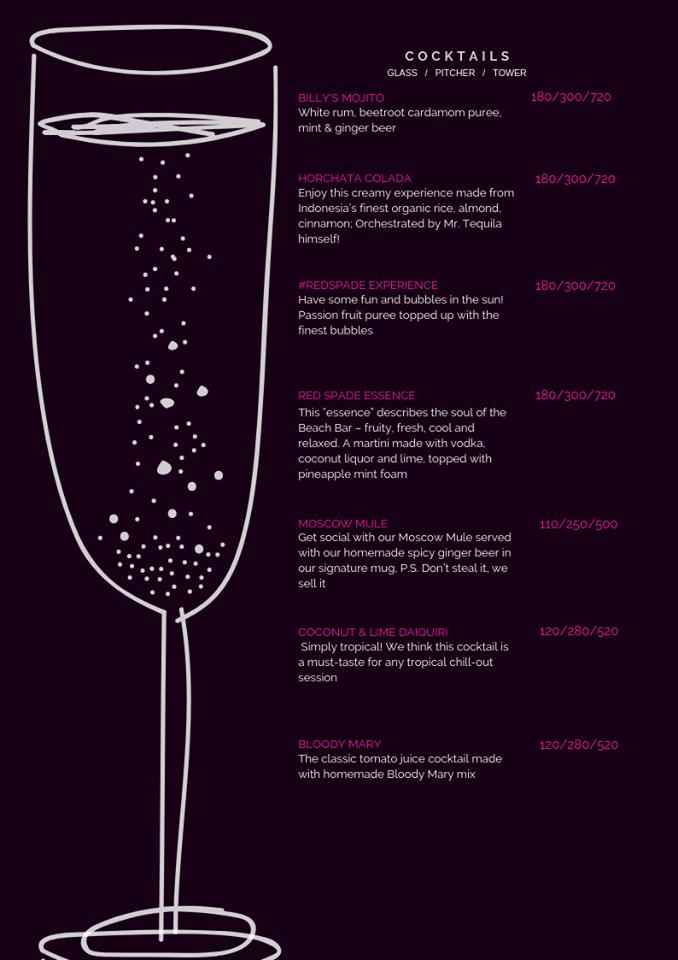 Carta del pub y bar Red Spade, Baguio