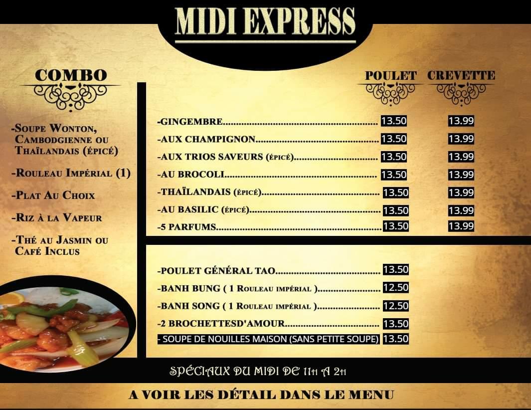 Menu au Rama d'Asie restaurant, SainteMarthesurleLac