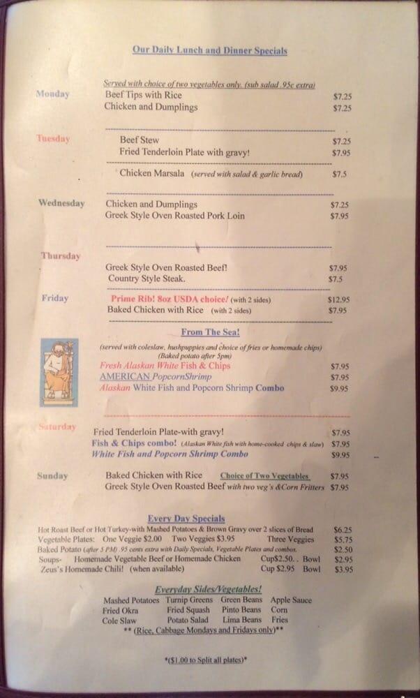 Menu at Omega House restaurant, WinstonSalem