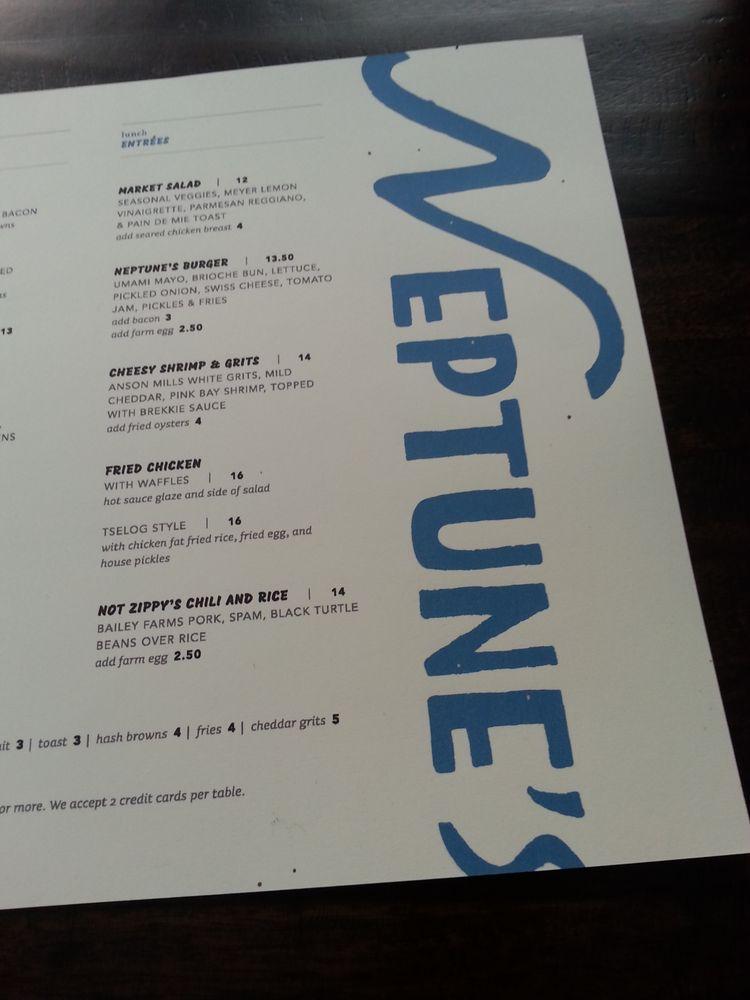 Menu at Neptune's cafe, Alameda