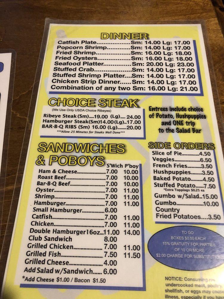 Menu at Mike's Catfish Inn restaurant, Amite City