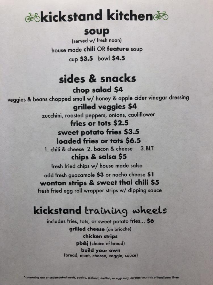 Menu at Kickstand Kitchen, LLC restaurant, Connellsville