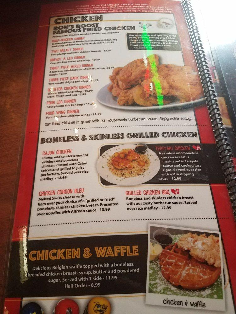 Menu at Ron's Roost restaurant, Cincinnati