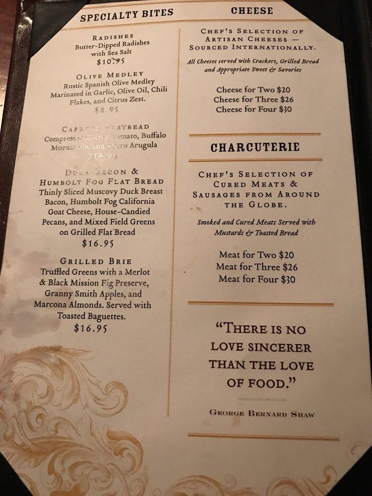 Menu at Bohanan's Bar, San Antonio