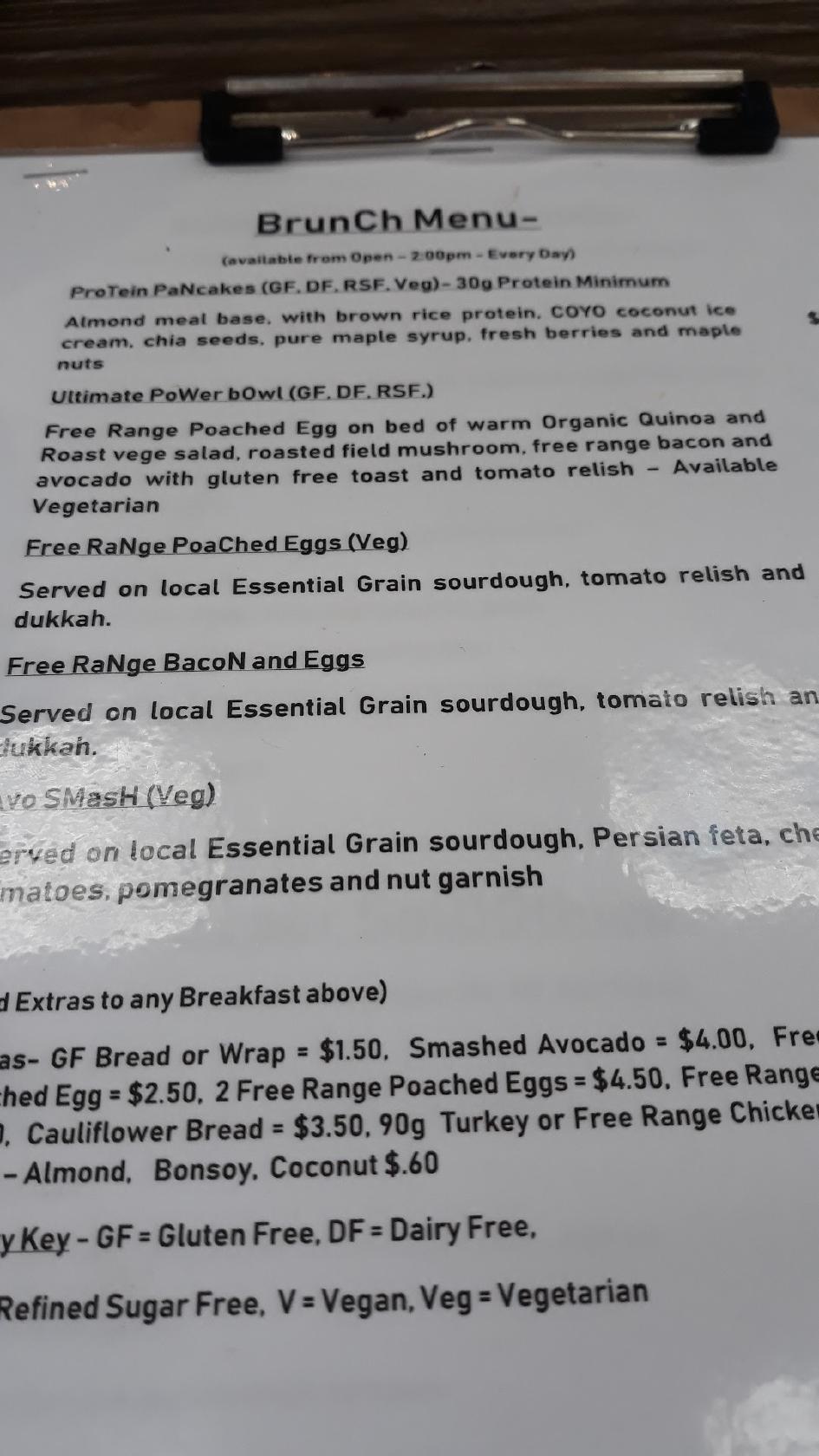 Menu at Evolution Fuel cafe, Maroochydore