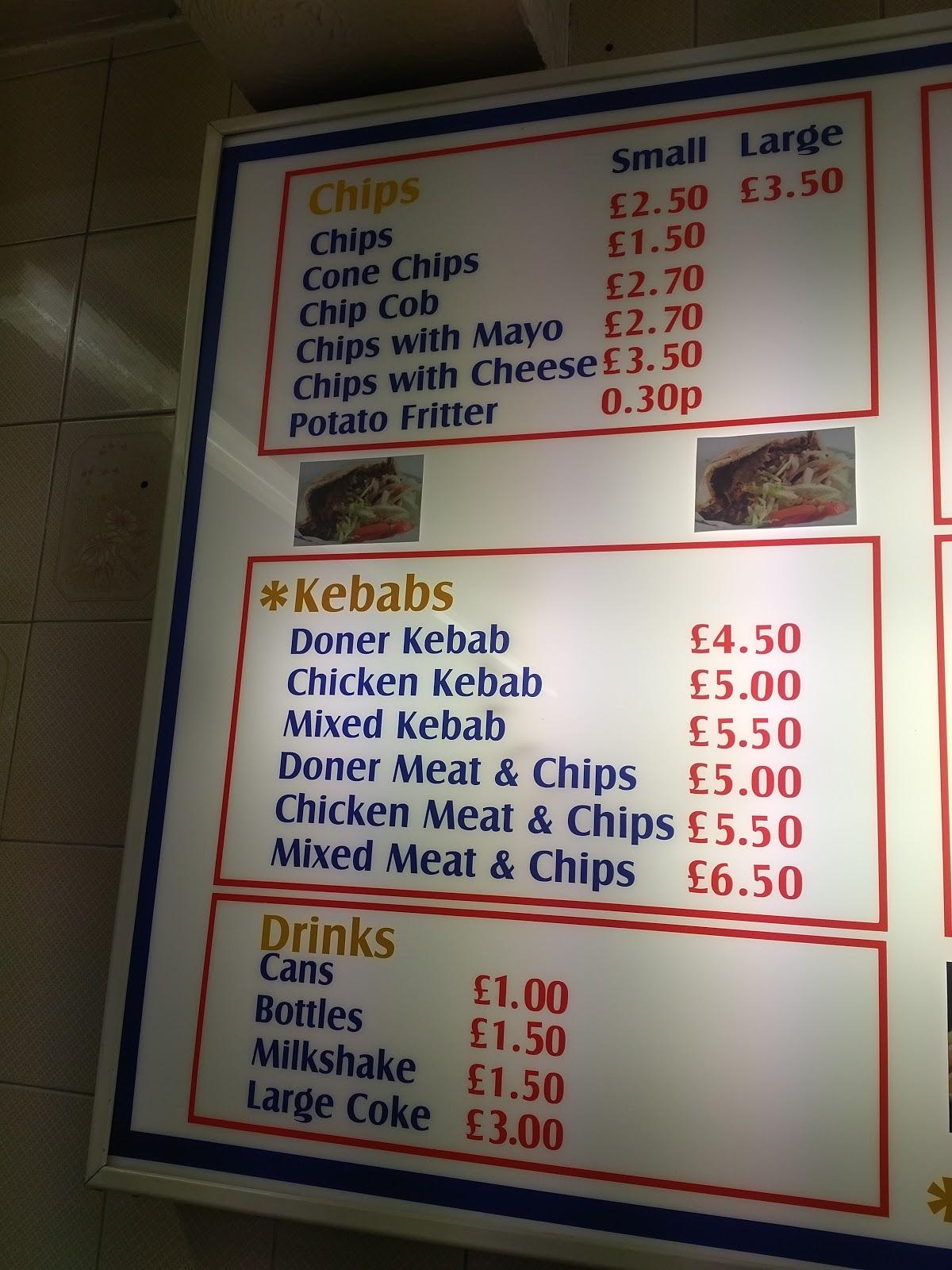 Menu at Neptune Fish and Chips fast food, Grantham