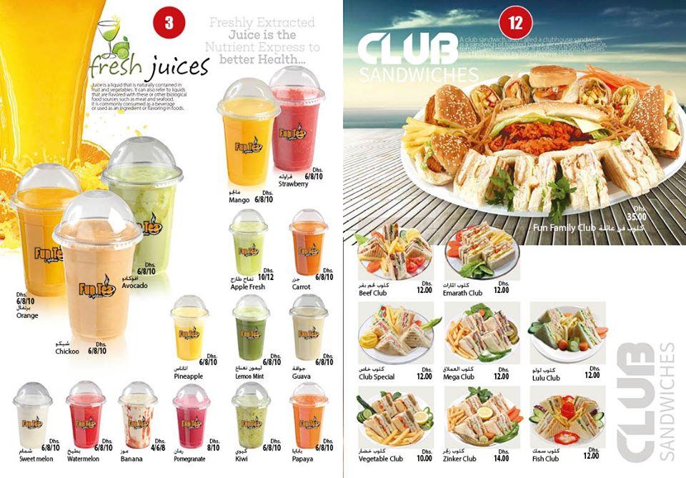 Menu at Fun Tea Cafeteria, Abu Dhabi, Abu Dhabi