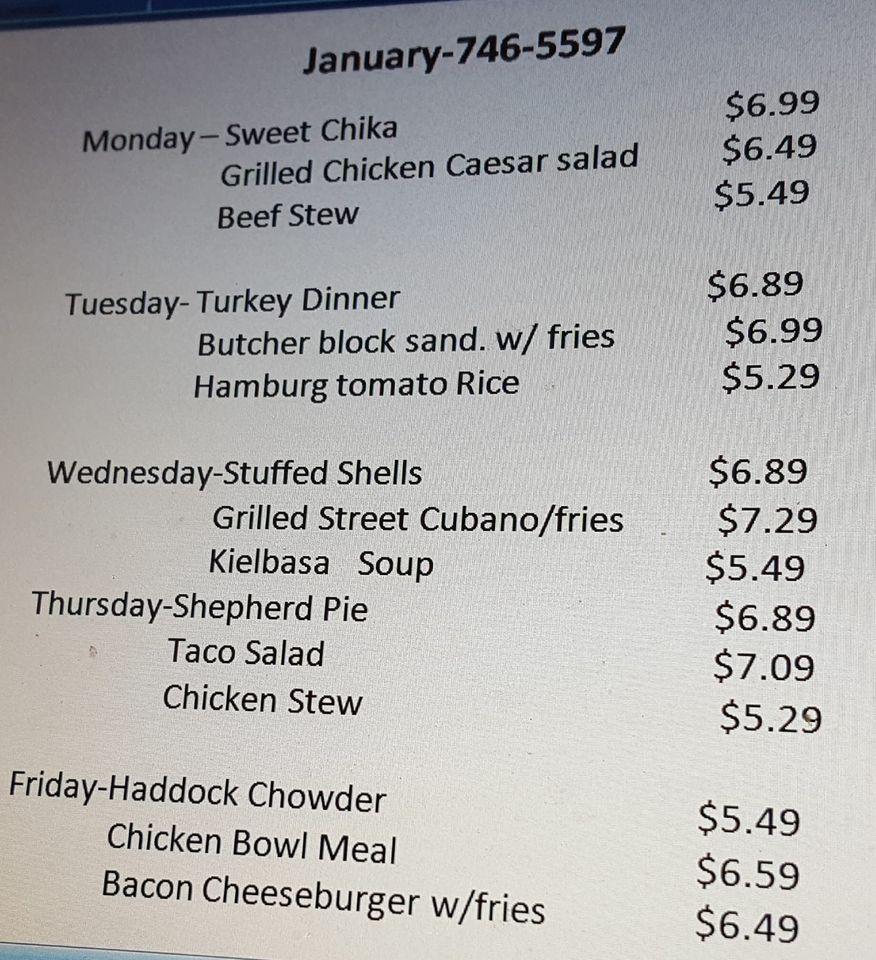 Menu at Ricks Market pizzeria, East Millinocket