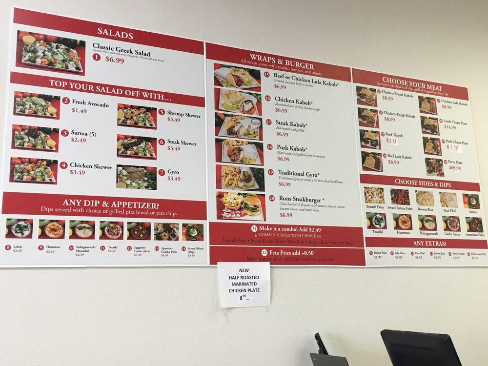 Menu at Ron's Grill Gyros and Kabobs restaurant, Las Vegas