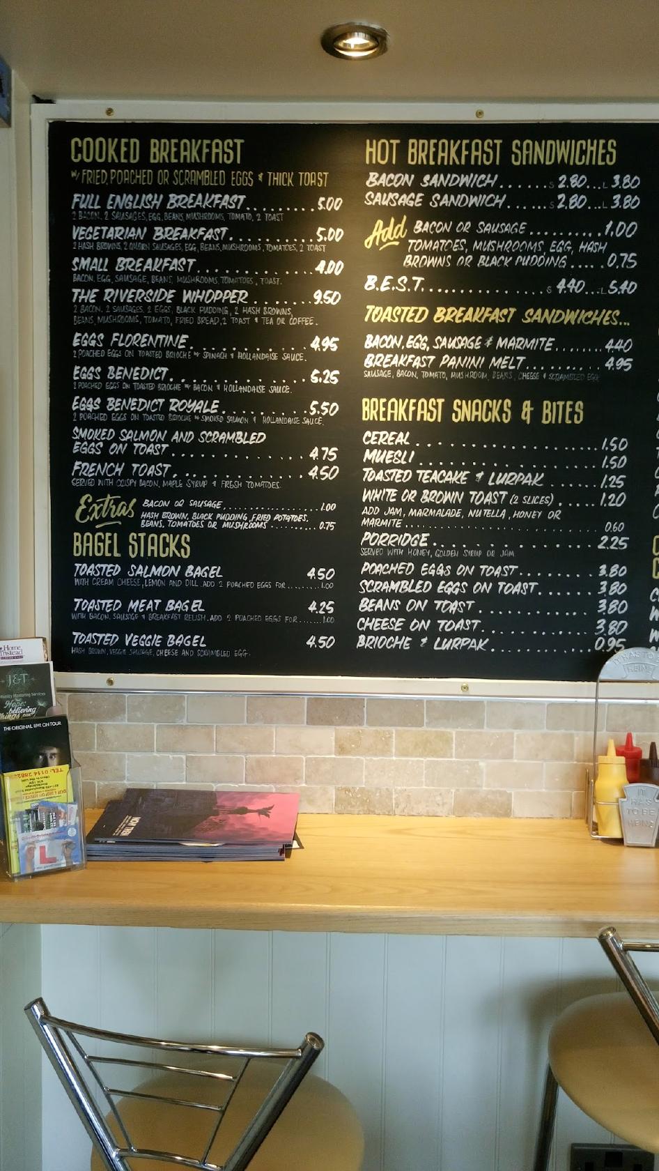 Menu at Riverside Cafe & Bar, Sheffield, 80 Catch Bar Ln