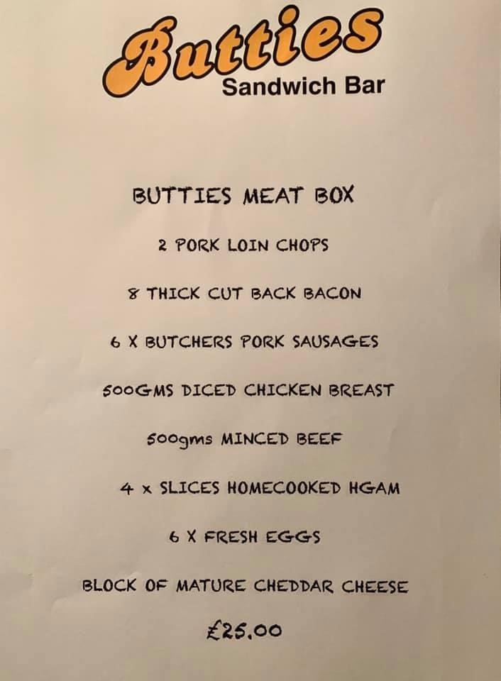 Carta de comida rápida Butties, Thornbury