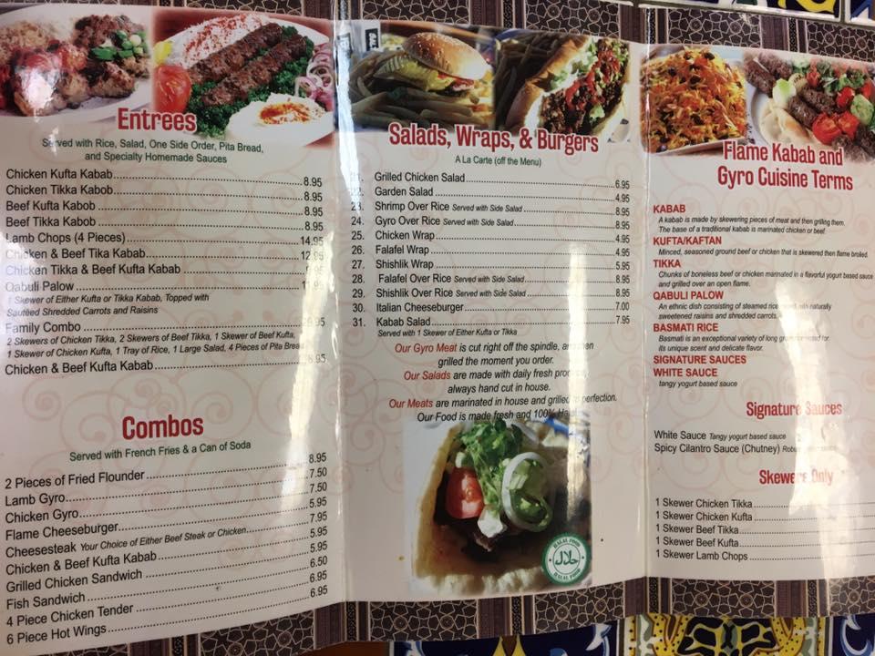 Menu at FLAME KABAB & GYRO restaurant, Elkton