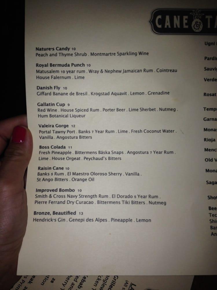 Menu at Cane and Table pub & bar, New Orleans, Decatur St