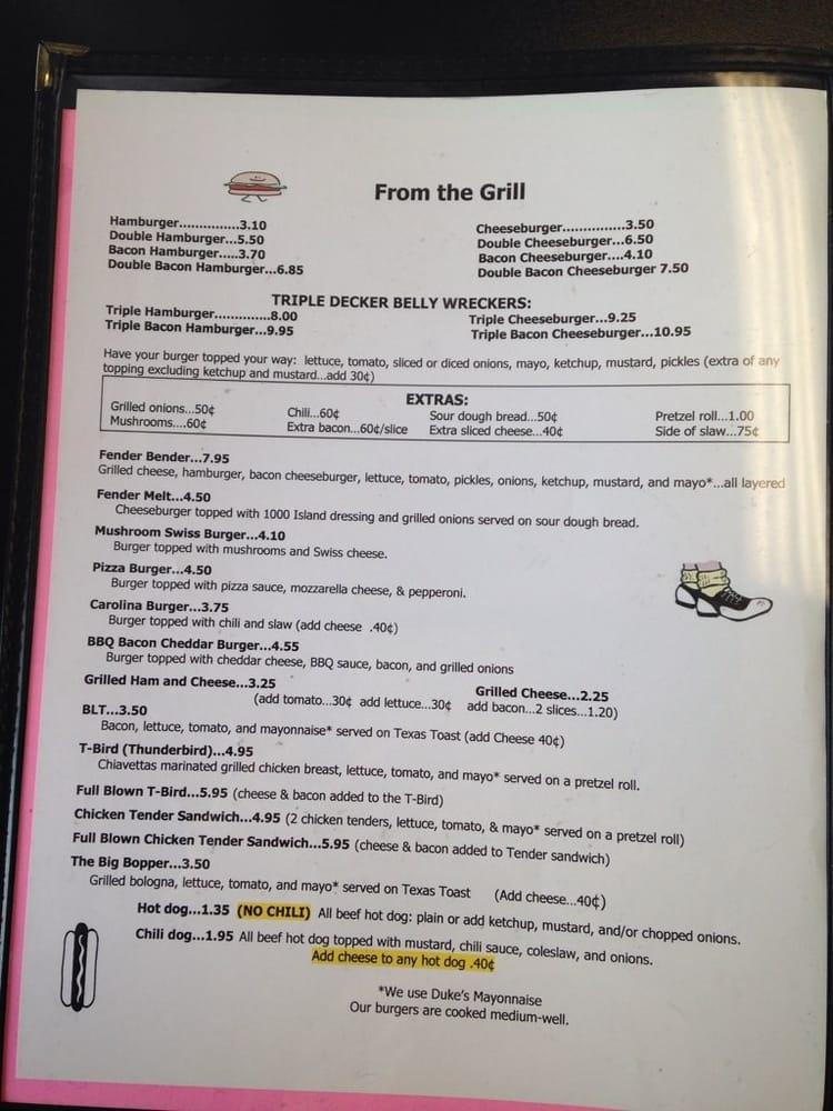 Menu at Fenderz Drive In restaurant, Collinsville